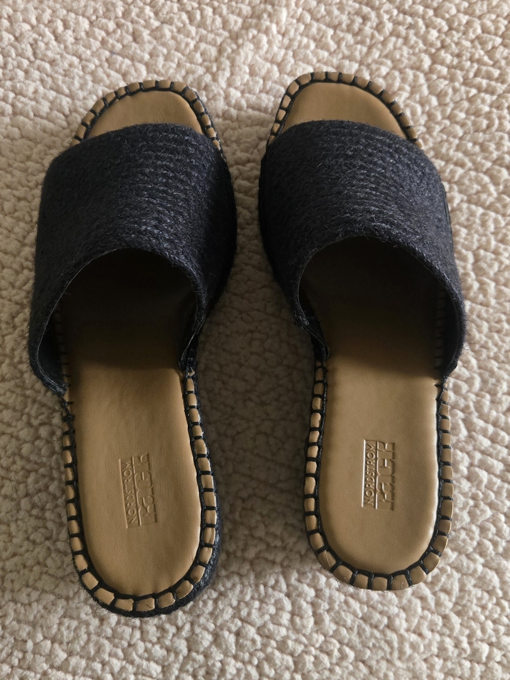 NIB Nordstrom Rack Claire Black Jute Wedge Sandals Size 7